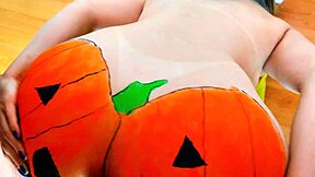 Blonde Brazilian Fucks Hung Black Cock on Halloween Bareback