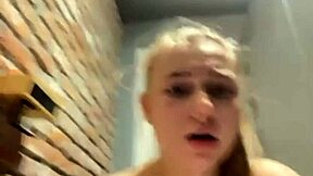 Skinny teen pounded extremely close-up in public gym