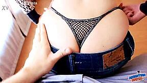 skinny redhead teen sucks cock deep while showing off her big round ass