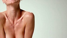 Skinny teen Jane F teases on exercise ball, firm natural tits bouncing in slow motion reveal