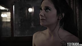 her nasty big stepbrother gets super jealous of petite teen