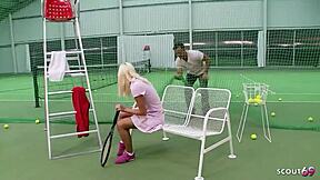 older coach seduces petite teen at tennis court for risky first anal
