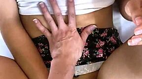 Petite latina with big natural tits takes hard missionary pounding after school creampie