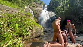 Skinny Brazilian teen slut bent over public doggystyle amateur