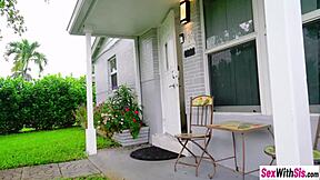 petite shaved teen forces stepbro to drop pants for rough pussy pounding