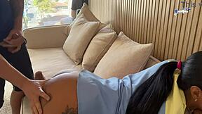 Stepmom's tight ass takes stepson and friends' cum loads in freeuse hardcore bang