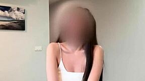 Man, that cute Asian teen's beautiful pussy got creamed right on her belly!