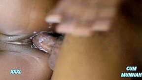 whoa watch me pump hot cum deep in shaved ebony teen pussy closeup creampie orgasm blast!