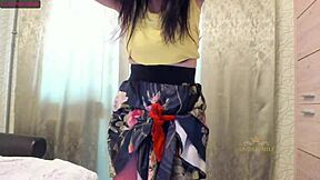 Passionate Brunette Milf Dances Seductively in Red Pantyhose!