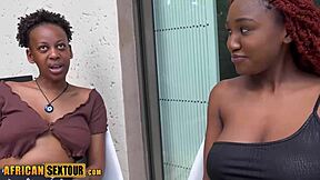 African friends Missy M Chidinma blowjob and fuck white guy