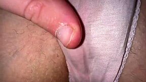 close up... stepsis panties pushed aside for tight creampie fuck!!
