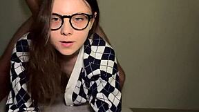 Petite college nerd pussy pounded rough by monster cock pov