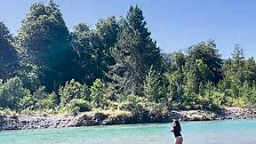 Lost in woods sexy Argentinian helps milk my cock outdoors tattooed