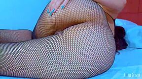 Picture this petite asian teen perverting her shaved pink pussy privately with lovense lush toy in stockings.