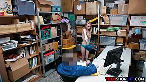 russian teen shoplifter submits to security guard's rough fuck