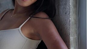 petite asian vivian strips naked teasing small tits and ass