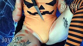 ever fucked a pumpkin? dive into this hot halloween lesbian fetish romp