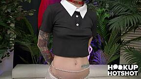 Petite Stevie Moon Gags on Bryan Gozzling's Sloppy Anal