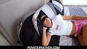 Blindfolded stepdaughter sucks stepdaddy's cock hard - emily willis!