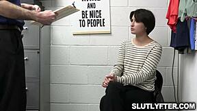 Shoplifter Angeline Spreads Pussy For Hard Office Fuck