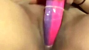 stuffing my tight teen pussy with this big dildo feels insane