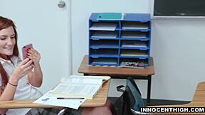 naughty izzy bell sucks then rides huge cock uniform style 😈🍆