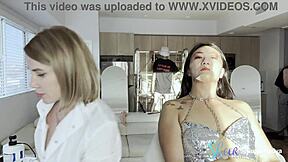 Asian Nurse in Latex Gloves Gives Pretty Patient Facial Treatment