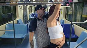 unknown dude fingers hot teen pussy on public bus ride