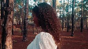 she heads out for a casual forest walk then drops to suck that cheeky big black cock bent over pov