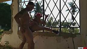 ksal hot milf invades abandoned house for anal pounding on porch