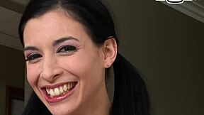 shy british skinny brunette teen first monster cock casting