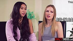 Big tits counselor Kenzie Taylor fucks lesbian couple