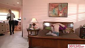 blonde babysitter ditches toy for old man's monster cock in ass