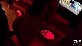 winning fight game roleplay then pounding skinny goth gamer luna hard