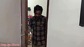 sister-in-law feeds milk from big nipples while brother-in-law fucks pussy