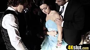 her prom turns wild with three guys in heated group fun