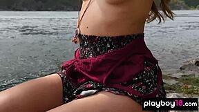 anna katarina strums guitar naked outdoors stripping seductively