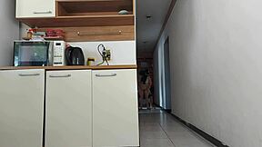 risky kitchen fuck with hubby's friend while he showers