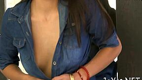 cute petite babe fingers herself in solo play with toys