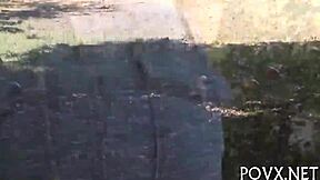 tiny 18yo teen loses competition game to old man's rough pussy fuck pov