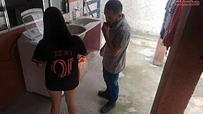 housewife pays washing machine tech with her big ass while hubby's out 😈 bareback moaning tight pussy