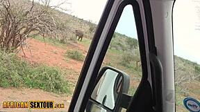 african teen's big ebony ass bounces hard during rough safari fuck 😈🍑