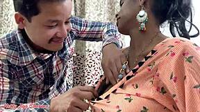 sister-in-law feeds milk from big nipples while brother-in-law fucks pussy