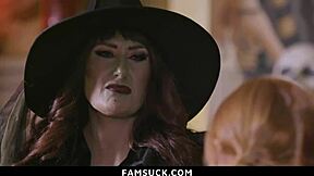 Stepdad hungers for little red riding hood's pussy and she delivers deepthroat blowjob!