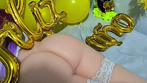 She offers tight ass for fucking while sucking hard cock with virgin pussy as new years gift