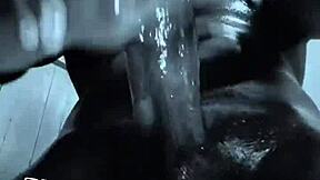 Bodybuilder's Oiled Dorm Toilet Doggystyle BBC Breeding Cumshot