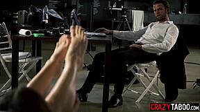 Horny petite milf brunette with small tits rides vince karter's monster cock