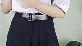 thai schoolgirl films herself pounding dildo into wet pussy super hard