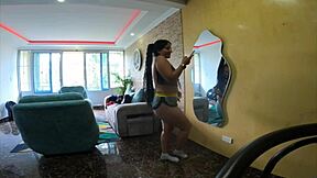 slutty latin stepsis dances submissive when home alone... so fun!