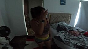 slutty latin stepsis dances submissive when home alone... so fun!